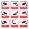 Security camera sticker, video surveillance symbols, cctv icons