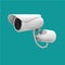 Security camera. Surveillance CCTV. Closed circuit television. Camera on pole watching the area. View of a Security camera targeti