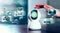 Security CCTV camera, surveillance technology and show video record on screen display, Application tools icon