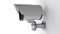 Security CCTV camera on white background rotates and monitoring for crowd, 3d