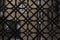 Security: Close up of a laser cut pattern, decorative steel gate. 2