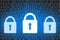 Security concept, Abstract padlock icon on digital number background