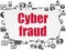 Security concept: Cyber Fraud on Torn Paper background