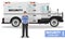 Security concept. Detailed illustration of armored car and security guard on white background in flat style. Vector