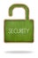 Security concept on padlock shape green blackboard