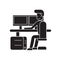 Security control workplace black vector concept icon. Security control workplace flat illustration, sign