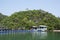 Security extraction point Ko Khao Yai and plastic pontoons pier in sea ocean of Mu Ko Petra National Park for check and service