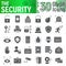 Security glyph icon set, protection symbols collection, vector sketches, logo illustrations, defense signs