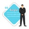 Security guard flat color vector character quote