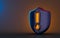 Security guard shield exclamation icon on dark background