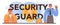 Security guard typographic header. Transportation of a criminal