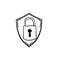 Security icon in flat style. Shield security symbol for your web site design, logo, app, UI handdrawn doodle style