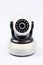 Security IP camera with infrared sensors on isolate white background.