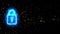 Security lock binary digital paticle explosive random number motion radial blur technology big data and gold numeric background