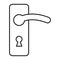 Security lock and handle door, black and white icon, vector