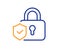 Security lock line icon. Cyber defence shield sign. Vector