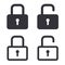 Security lock locked and unlocked vector icons