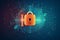 Security locker background design featuring orange and blue colors in a graphic design style, representing the concept of security