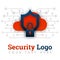 Security logo template for cloud storage, network, internet, software, technology, wifi safety, hacking, online protection, delive