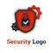 Security logo template with lock, checklist, shield and gear. for  construction, delivery, software, e-commerce, machine and autom