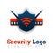 Security logo template for network protection, secure internet, industrial router, network software, internet providers, marketpla