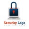 Security logo template for secure window, operating system, safe desktop, software, network, delivery service, user security, anti