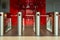 Security office center. Turnstile with card reader. Electronic checkpoint with a turnstile in the office center.