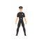 Security Police Officer Character in Black Uniform Vector Illustration