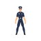 Security Police Officer, Professional Policeman Character in Uniform and Sunglasses Vector Illustration