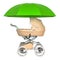 Security and protect for baby. Baby pushchair under umbrella, 3D rendering