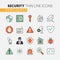 Security and Safety Thin Line Icons Set