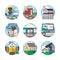 Security services color detailed icons set