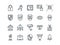 Security. Set of outline vector icons. Includes such as FingerPrint, Electronic key, Spy, Password, Alarm and more.