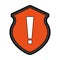 Security shield with alert sign isolated icon