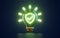 Security shield checkmark icon glowing inside lightbulb on dark background 3d render