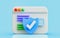 Security shield checkmark interface 3d illustration online internet browsing