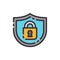 Security shield. Lock shield. Vector color icon.