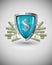 Security shield protecting money business concept