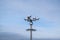 Security surveillance cameras on a post with spikes in England, UK