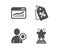 Security, Website statistics and Discount tags icons. Winner sign. Vector