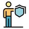 Security worker icon color outline vector