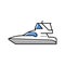 sedan bridge boat color icon vector illustration