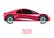 Sedan car model of 2020 side view and automobile evolution