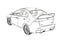 Sedan Mitsubishi Evolution X Sketch. 3D Illustration.