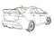 Sedan Mitsubishi Evolution X Sketch. 3D Illustration.