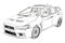 Sedan Mitsubishi Evolution X Sketch. 3D Illustration.