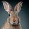 Sedate closeup portrait lovely whisker easter Havana rabbit in studio.
