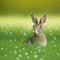 Sedate easter Continental Giant rabbit portrait full body sitting in green field