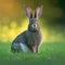 Sedate easter flemish giant rabbit portrait full body sitting in green field