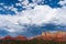 Sedona, Arizona red rocks scenic landscape with storm clouds